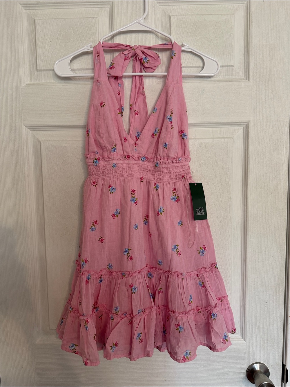 wild fable Pink Floral Halter Tiered Dress